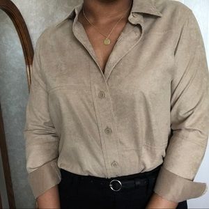 Faux Suede Liz Claiborne Button Up